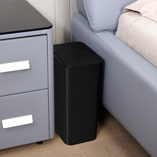 image for Tipgo Bathroom Trash Can With Lid, 10 Liter/ 2.6 Gallon Slim Garbage C