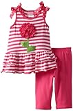 Good Lad Baby Girls' Knit Stripe Legging Set with Big Flower Applique