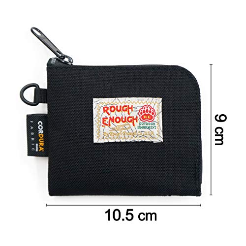 Rough Enough Small Coin Purse Pouch Slim Credit Card Holder Wallet for Men Women Teen Boys with Neck Lanyard Keychain Zipper in Black Cordura3