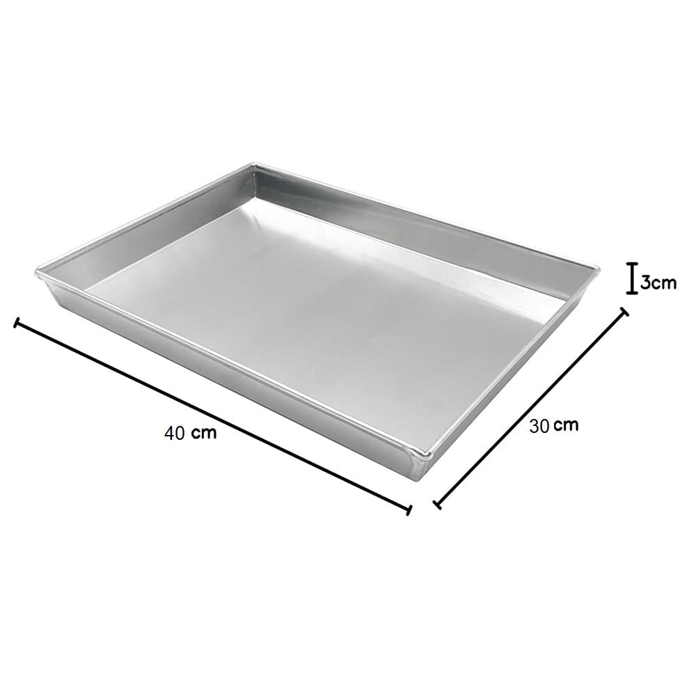 Set 2 Teglie per forno Rettangolare Pizza Lasagna Arrosti pasticceria 40x30x3 cm in Alluminio Puro 99,5% Professionale Made in Italy Alta Conducibilità Termica Ideale in Cucina Casalinga Ristorazione