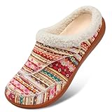 LeIsfIt Womens Wide Slippers Adjustable Diabetic House Slippers Memory Foam Slip on House Shoes Faux Fur Lined Slipper Clogs Indoor Outdoor Bohemia Size 8
