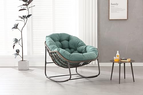 OKMYHOME Jardin – Sillón colgante basculante con marco de acero sólido y cómodo cojín de algodón, para balcón y terraza, 94,5 x 111x80 cm, color verde
