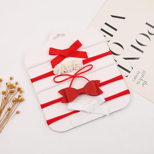 Newborn Bows Soft Elastics Baby Girl Headbands Nylon Hair Bows Hairbands Stretchy Hair Accessories for Newborn Infant Toddlers Little Girl3