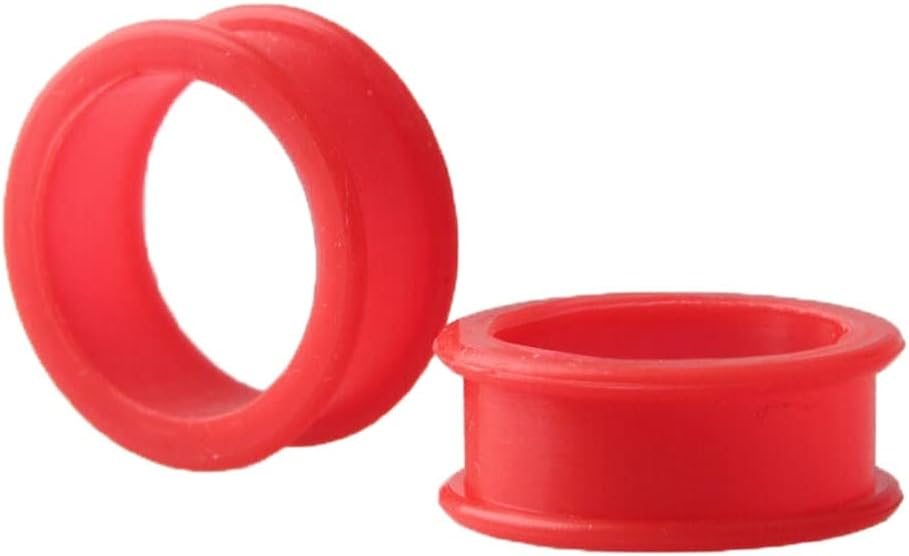 Pair 1" (25MM) RED SILICONE FLAT FLARE TUNNELS Double Flare Gauges Thin Soft Flexible Flesh Plugs (2pcs)