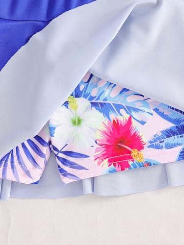 Image of Girls Rash Guard Swimsuit Set UPF 50+ Long Sleeve Two Piece Swimwear Half Zip with Skirt Bottom for Kids 3-10Y