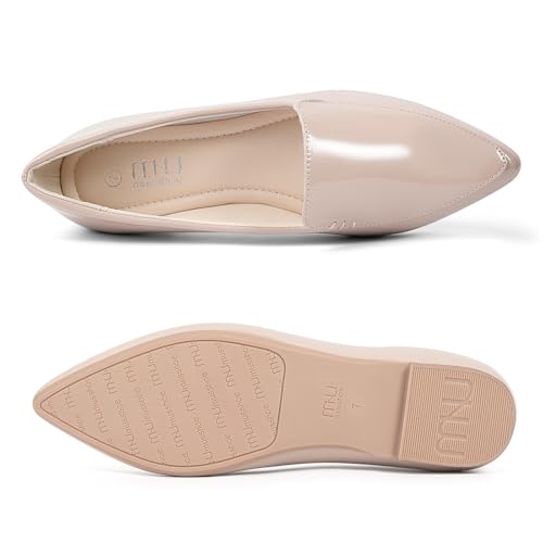Image of MUSSHOE Pointed Toe Flats for Women, Comfortable Business Casual Work Shoes, Slip On Loafers with Arch Support, Office Walking Flats for All Day Standing