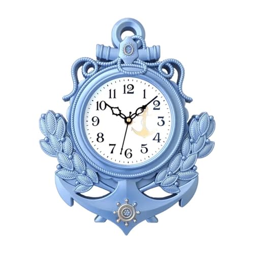 Image of Stylish Silent Non-Ticking Round Wall Clock Modern Design Decorative Clock for Living Room, Bedroom, Kitchen and Office Large Wall Clock for Home Decor (Blue-24x31) G