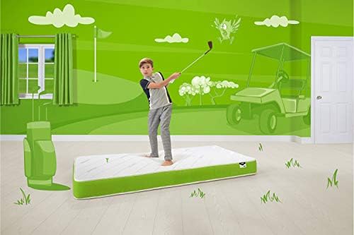 JAY-BE Simply Kids Anti-Allergy Foam Free Sprung Mattress, Steel Spring with Hypoallergenic Airflow Fibre, White/Green, Single