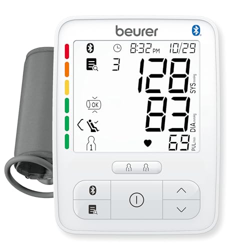 Beurer Deluxe 600 Upper Arm Blood Pressure Monitor, Bluetooth Compatible with iOS & Android, Universal Large Standard Cuff, Accurate Blood Pressure Machine with Smart Health Tracking