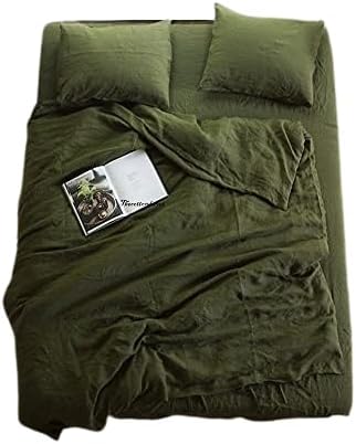 Dark Moss Green Color Washed Cotton Duvet Cover - Duvet Cover with Buttons- Duvet Cover Twin Full Double Queen King Toddler - Cotton Bedding (Twin 68X90 Inches)