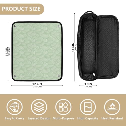 2-in-1 Estuche de Viaje para Rizadores con Almohadilla Resistente al Calor, Organizador Portátil para Planchas, Rizadores y Secadores, Hoja Verde Salvia miniatura 4