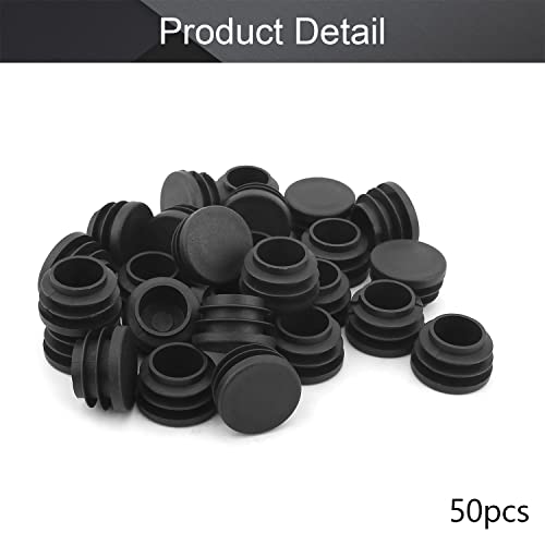 MroMax 50Pcs 0.87" OD Plastic Round Plugs Black Tubing End Cap Inserts for Metal Tubing and Fences Post Glide Protection for Furniture Table and Chair Legs - Image 4