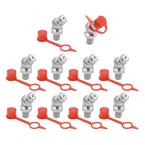 X AUTOHAUX M6 45 Degree Angle Grease Nipple Fittings W/Dust Cap for Car 10 Set