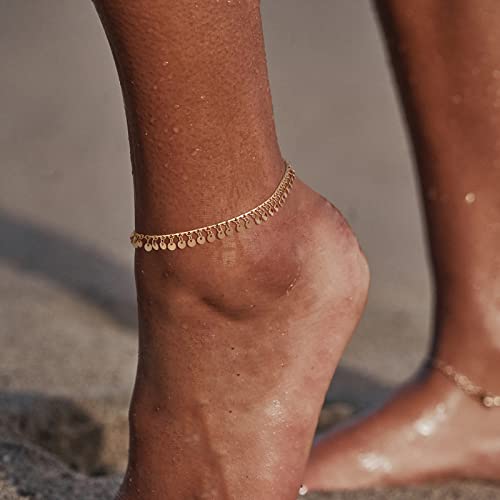 Mtmy Gold Anklets For Women 14K Gold Plated Tiny Bead Anklet Green Rose Colorful Cubic Zirconia Tassel Foot Chain Dainty Adjustable Cute Anklets Summer Beach Boho Anklets Jewelry Gift For Women (Disc) #TOP1