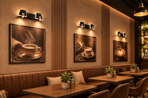 Image of FILLISKA 3 in 1 Double Wall spot /Picture /Display /Mirror Light with Adjustable Head and Colour Changing Function (3 in 1, Black & FrenchGold-6571)