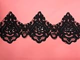 13CM Width Bead Wave Pattern Inelastic Embroidery Lace Trim,Curtain Tablecloth Slipcover Bridal DIY Clothing/Accessories.(3 Yards in one Package) (Black)