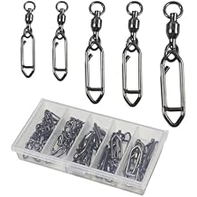 Ball Bearing Snap Swivels Fishing Swivels & Snaps 29pcs/Box Saltwater Swivel Snaps Black Nickel Finish Snaps Swivel Trolling Swivels Quick Change Lure Clips Barrel Swivels Terminal Tackle