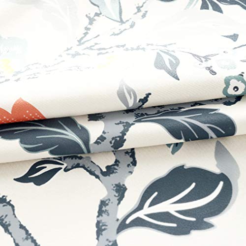 Driftaway Ada Botanical Print Lined Flower Leaf Thermal Insulated Window Valance Rod Pocket 52 Inch By 18 Inch Plus 2 Inch Header Ivory Orange Teal 1 Pack #TOP2