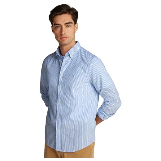Tommy Hilfiger Chemise Homme Flex Poplin Classic Regular Fit, Multicolore (Sweet Blue/Optic White), XL