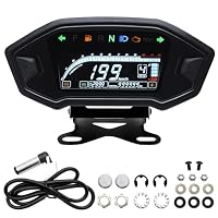 Geloo 12000 U/min Motorrad Tachometer mit Halterung, Universal Hintergrundbeleuchtung Motorrad Wasserdicht Tachometer Kilometerzähler Gauge für Yamaha für Suzuki für BWM 1,2,4 Zylinder