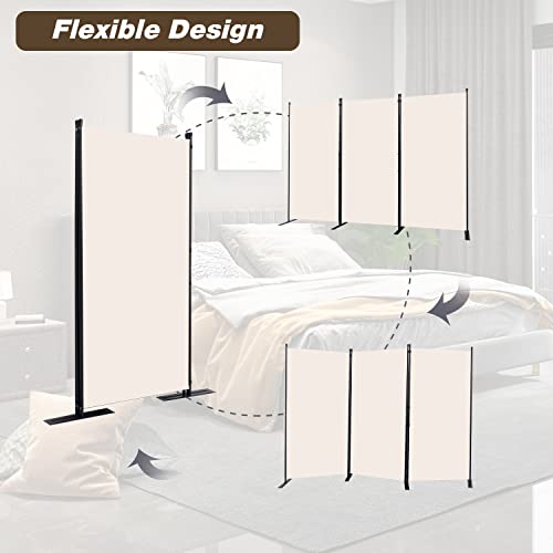 CHOSENM Room Divider, 3 Panel Folding Privacy Screens with Wider Support Feet, 6 Ft Portable Room Partition for Room Separator, 102" W X 71" H, Beige - Thumbnail 4