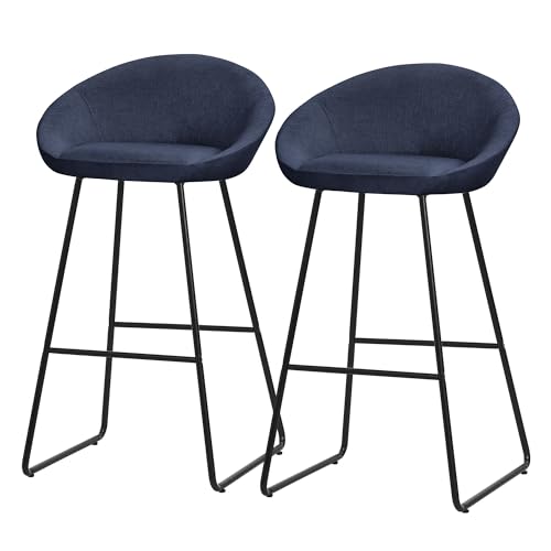 ML Design 2X Taburetes de Bar Altos Azul