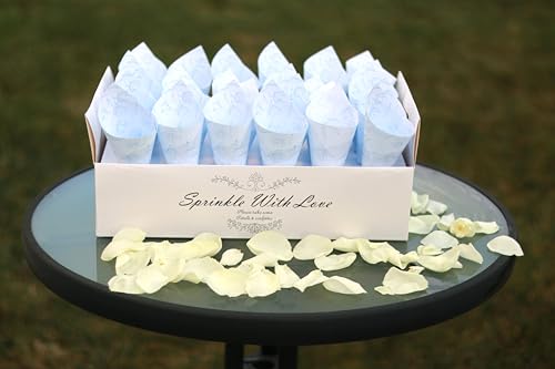 Cônes pour lancer de pétales mariage bleu clair pré-assemblés lot de 90 pièces
