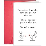 Leinessy Funny Valentine's Card for Boyfriend Girlfriend, Humorous Anniversary Card from Husband Wife, Quirky Valentine's Day Gift for Him Her