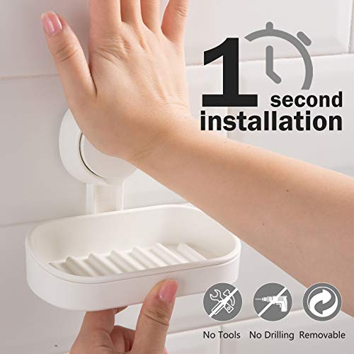 image for LEVERLOC Soap Holder Soap Dish for Shower Suction Cup Wall Mounted NO-