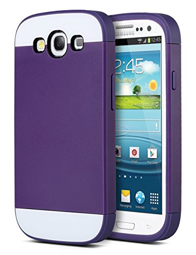 S3 Case,Galaxy S3 Case - ULAK Hybrid Dual Layer Rubber Bumper Skin Case for Galaxy S3 Shock-Absorption / Impact Resistant Slim 2in1 Protective Case Cover with Card Storage for Samsung Galaxy S3 SIII Ii9300 (Purple PC/Purple TPU)