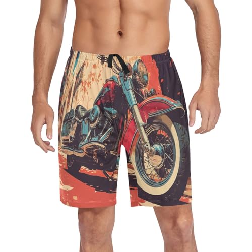 Men's Short Pajama Bottoms Graffiti City Motorcycle Home Casual Sleep Pants4