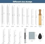 AGPTEK 48 PCS Sketch Drawing Tools, 20 Blending Stumps Set with 2 Sandpaper Pencil Sharpeners, Pencil Extension, Erasers,20 sponge replacement heads & 1 Felt Bag for Student Sketch Drawing Accessories | 20 Blending Stumps Set, 2 Sandpaper Pencil Shar