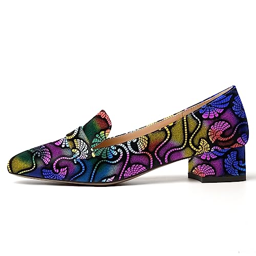 MERRORI Womens Patent Square Toe Slip On Casual Office Chunky Low Heel Pumps Shoes 1.5 Inch2