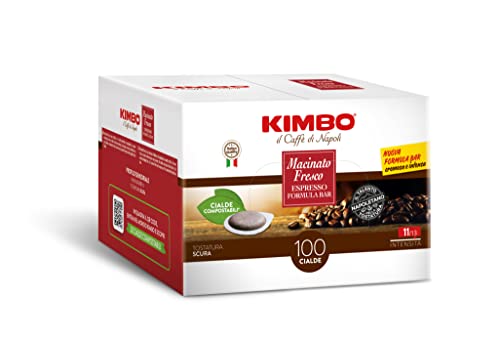 Kimbo Cápsulas de café – 300 cápsulas compostables ESE – Mezcla molida fresca, fuerte y con cuerpo, intensidad 11/13, tostado oscuro – 3 paquetes de 100 cápsulas