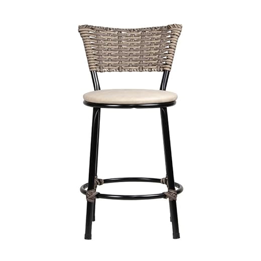 Banqueta Baixa Moderna Multiuso Sua Casa Top Cozinha Americana Aço Balcão Area Gourmet Banco Encosto Juncado Estrutura Branca (Junco Sucupira, Bege)