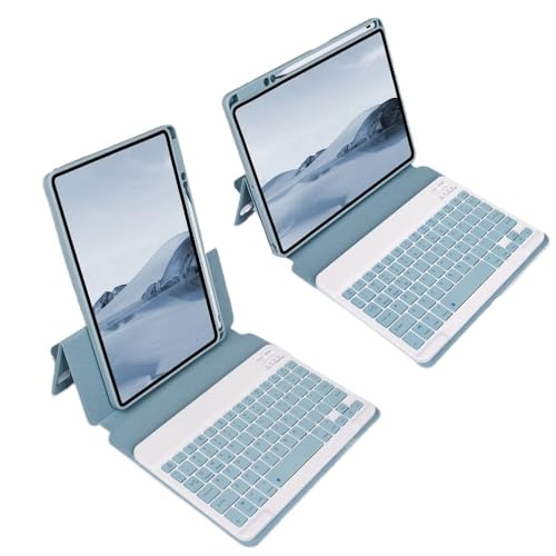 Teclado para iPad Air 11 2025 y 10.9 funda de cuero azul con soporte magnético QWERTY 1