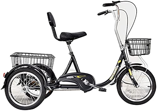 PAGOIAAR Adult Cargo Tricycles Beach Cruiser Bikes Shopping 16 Inch Adult Tricycle 3 Wheel Bike with Large Basket Seniors Trike for Shopping Picnics Exercise Recreation Men Women Tricycle