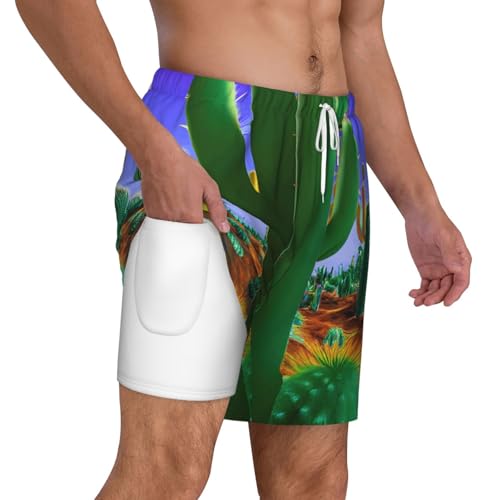 Short de bain pour homme imprimé cactus désert à séchage rapide - 6