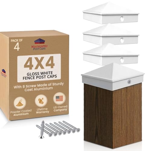 WeatherPRO 4x4 Post Cap White, Gloss Powder-Coated Aluminum, 4 Pack