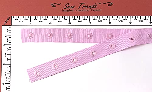 2 Yards Plastic Snap Button Polyester Tape Ribbon Hook & Eye Zipper Popper Press Stud Fastener Baby Crotch Fastening Duvet Sewing Renaissance Dance Costume Drapery Lingerie-Baby Pink- Sp22-2 #TOP2