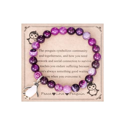 Penguin Bracelet Gifts for Women Penguin Friend Jewelry Penguins Lover Purple Penguin Bracelets