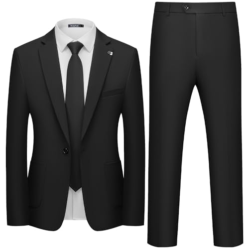 WULFUL Men's 2 Piece Slim Fit Suit Set One Button