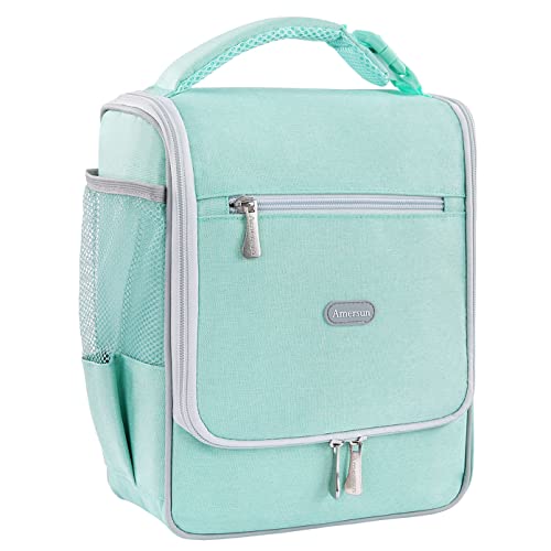 Amersun Lunch Box Kids, Insulated Lunch Bag Women Men, Cooler Bag For Teen Girls Boys Adult, Bento Box With Multi-Pocket For School Picnic Office Work, Easy To Clean (Spill-Resistant, Light Blue) #TOP13