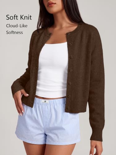 Image of Trendy Queen Cropped Cardigan Sweaters for Women Fall Fashion Clothes 2026 | Lightweight Knit Button-Down, Y2K Open-Front Layering Piece for Fall, Spring & Office Wear