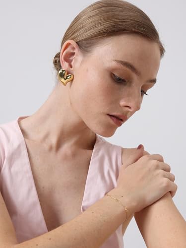 Image of FRUMOS 18K Gold Plated Chunky Hoop Earrings for Women Fashion Thick Gold Hoops Set Jewelry for Birthday Christmas Gifts