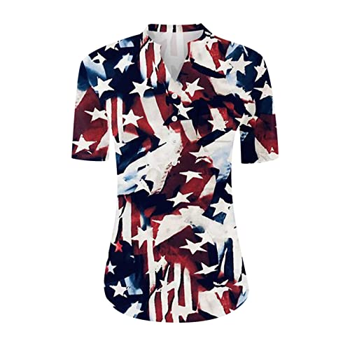 Dasayo Womens American Flag Shirts Blouse Usa Stars Stripes Fourth Of July Shirt Top Independence Day Patriotic Blouses Tops #TOP3