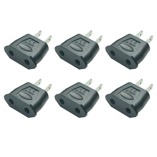 6pcs EU to US Travel Power Adapter with 4mm Hole