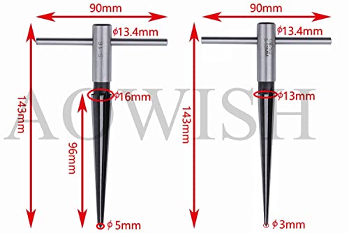 Aowish T Handle Taper Reamer Set 3-13Mm(1/8''-1/2'') & 5-16Mm(½"-5/8") Bridge Pin Hole Hand Held Tapered Reamers 6 Fluted Chamfer Reaming Guitar Woodworker Luthier Tool (2 Pieces) #TOP3