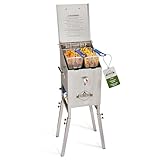 Hike Crew Outdoor 4-Gallon Propane Deep Fryer 57,000 BTU for Camping & Outdoor Kitchen with Push Ignition, 2 Stainless Mesh Frying Baskets, Built-In Thermometer, Gas Regulator & Drain Valve
