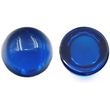 Synthetic Round Cabochon Loose Sapphire Smooth Polished Flat Back Deep Blue | Flat-back round cabochon sapphire in deep blue, polished surface, convenient to mount for DIY jewelry making.